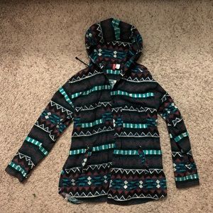H&M Tribal Print Button Up Flannel Hoodie